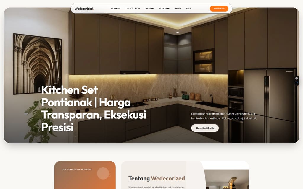 Beranda website Wedecorized, kitchen set Pontianak